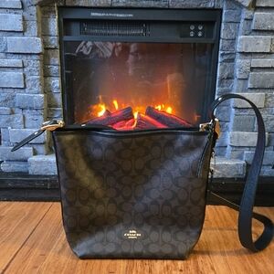 Coach Signature Black and Brown Crossbody Bag